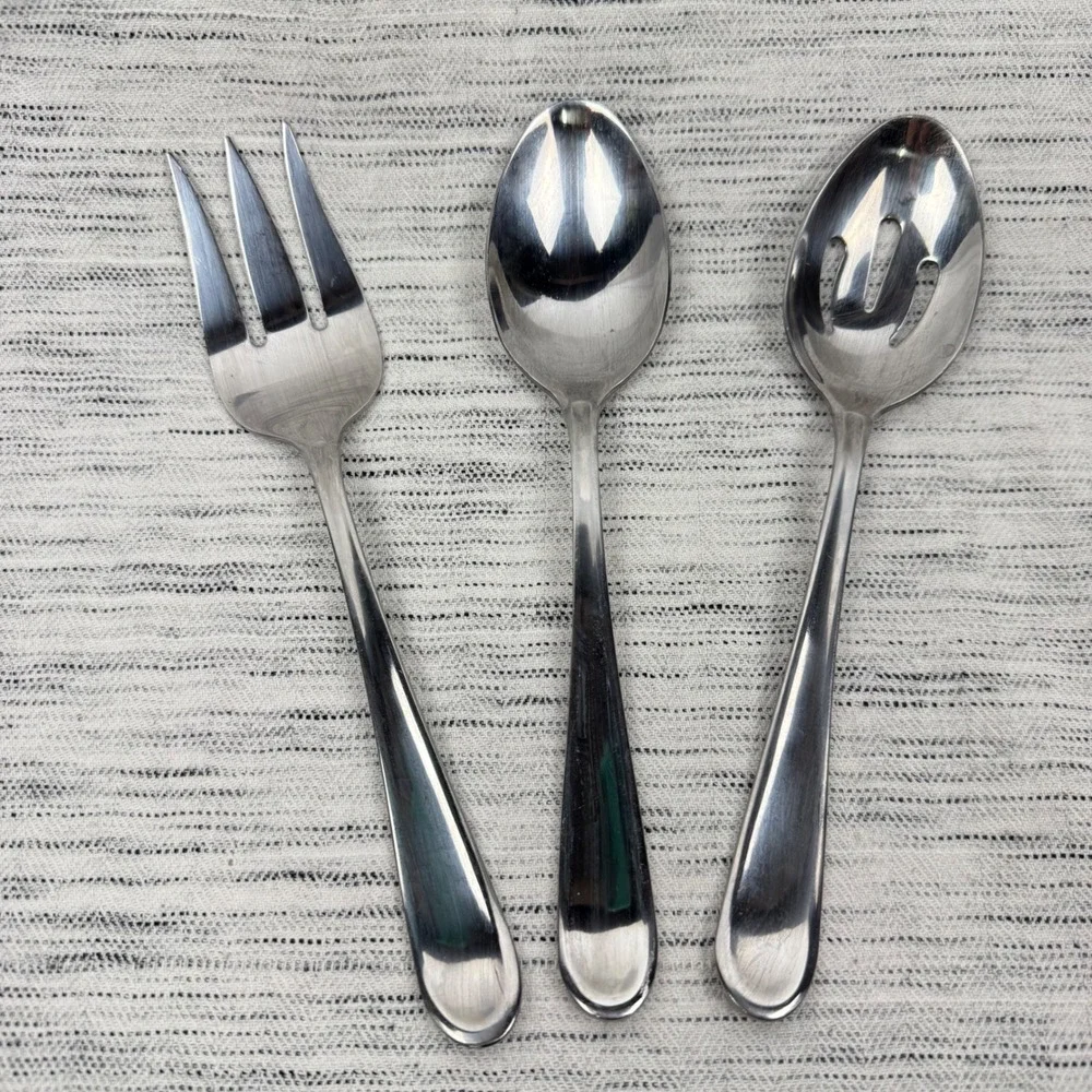 Hampton Silversmiths Stainless Steel Serving Set Spoons Fork Glossy‎ China 195